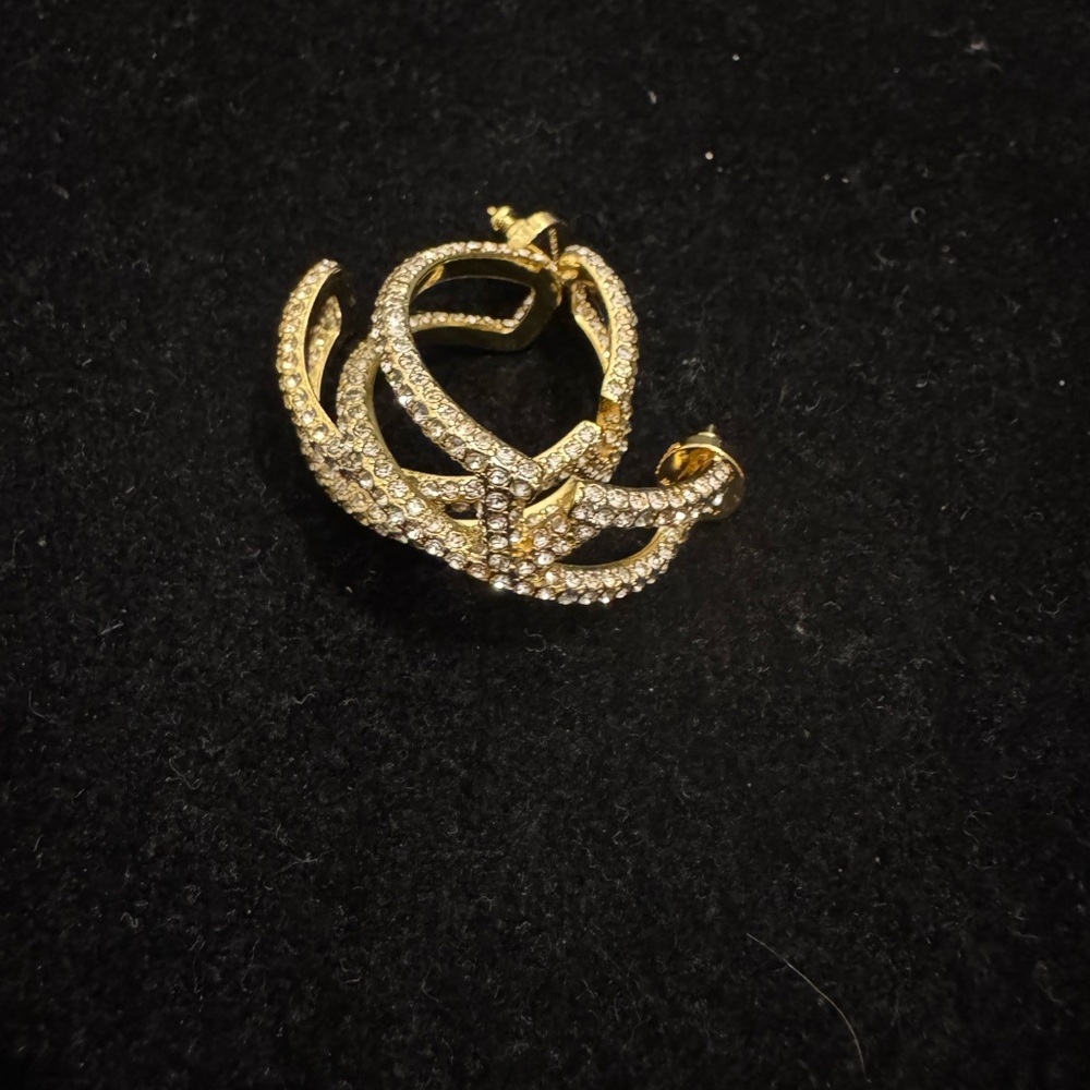 Valentino Gold and Silver Crystal Earrings - Picture 3 of 5